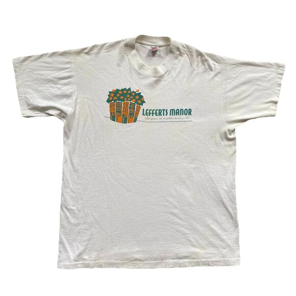 Vintage Lefferts Manor T Shirt 90s Brooklyn NYC XL PLG New York City Brownstone - Picture 2 of 8